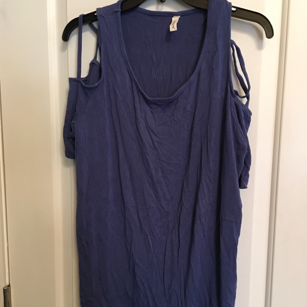 Women’s Cold-Shoulder Tank Top - Blue 2xl